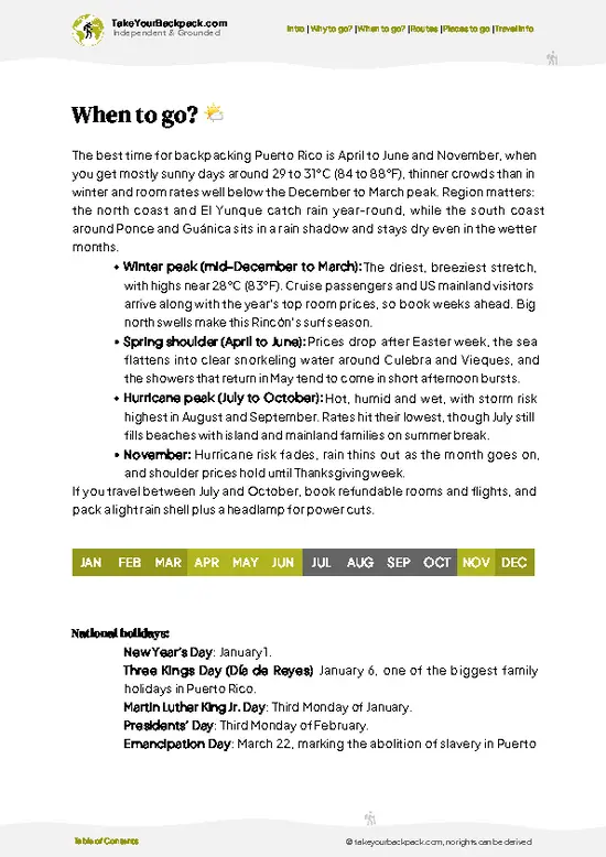 example page 3 from our offline Travel Guide for Puerto Rico